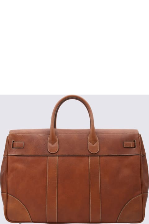 Bags for Men Brunello Cucinelli Brown Leather Weekender Travel Bag
