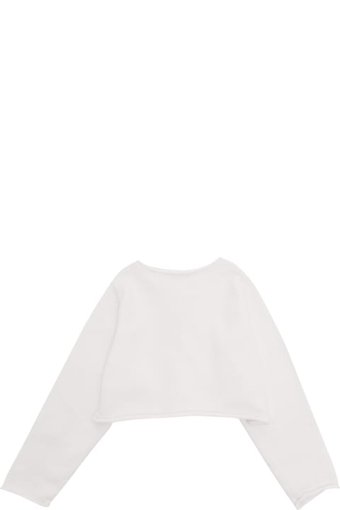 Sweaters & Sweatshirts for Girls Il Gufo White Tricot Cardigan