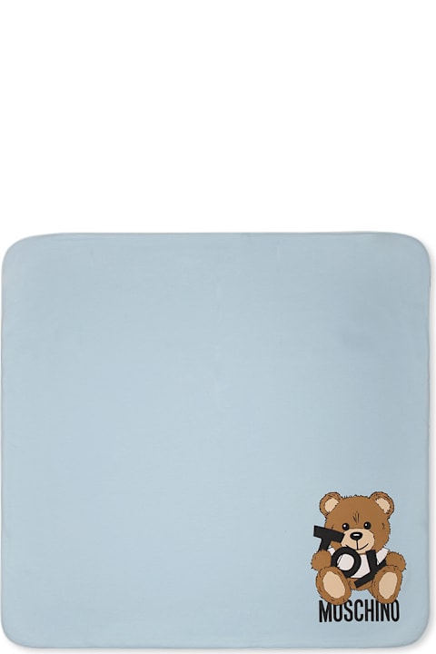 Accessories & Gifts for Baby Boys Moschino Light Blue Blancket For Baby Boy With Teddy Bear