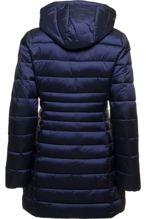 Reese Blue Quilted Nylon Long Ecological Down Jacket  Save The Duck Woman