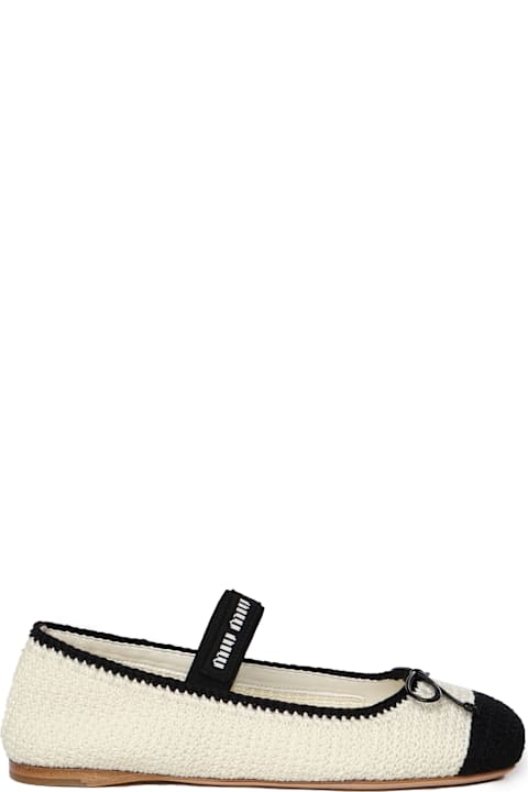 Miu Miu Flat Shoes for Women Miu Miu Two-tone Crochet Ballerinas