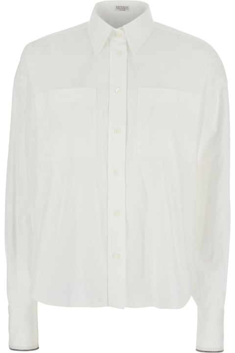 Fashion for Women Brunello Cucinelli White Shirt With Classic Collar And Front Pockets In Cotton Woman
