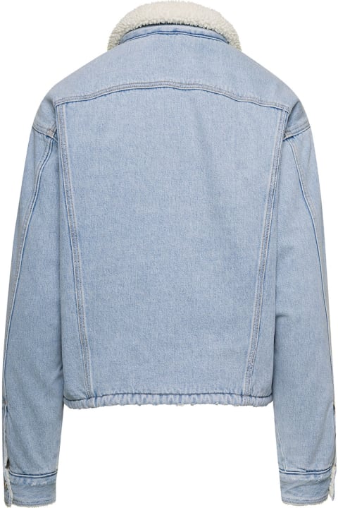 ERL Coats & Jackets for Women ERL 'sherpa Trucker' Light Blue Jacket With Logo Patch In Cotton Denim Erl X Levi's