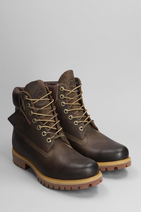 Homeware Timberland Prem 6 In Lace Combat Boots In Brown Leather