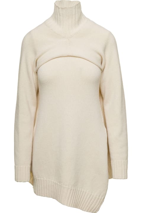 Jil Sander for Women Jil Sander Cream White Two-piece Sweater With High-neck In Wool Woman