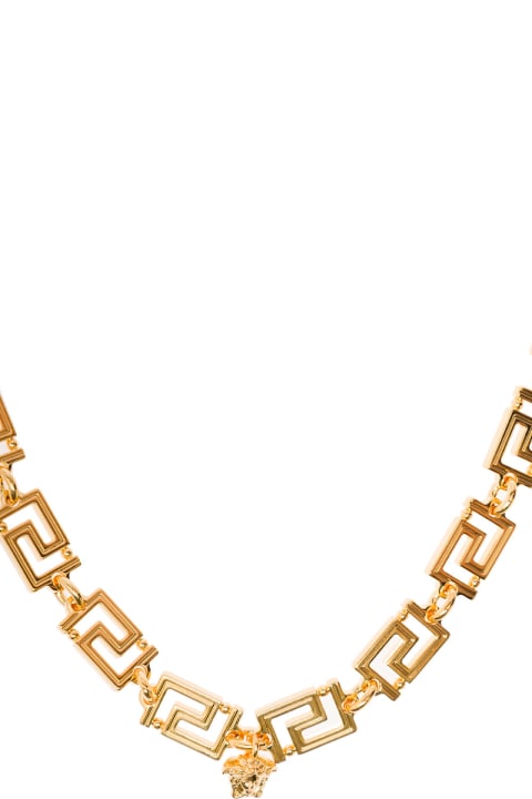 Squared Greca Gold Metal Necklace Gold Metal