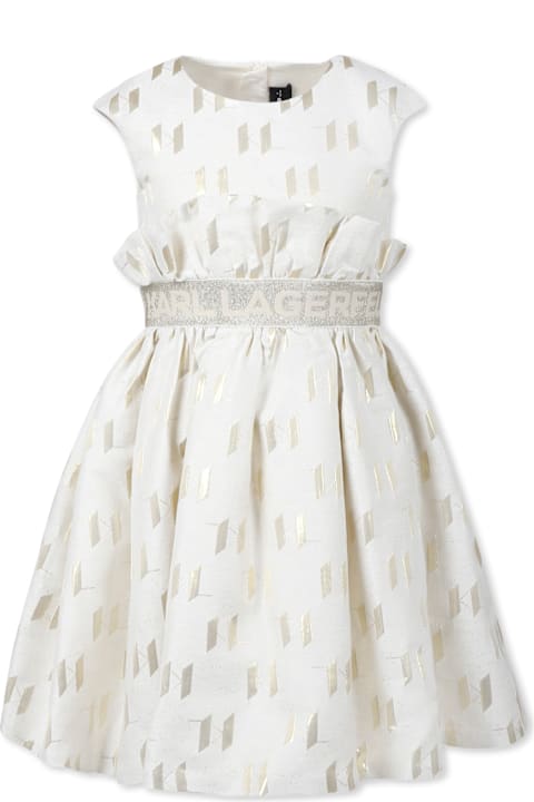Homeware Karl Lagerfeld Kids Ivory Dress For Girl With Logo