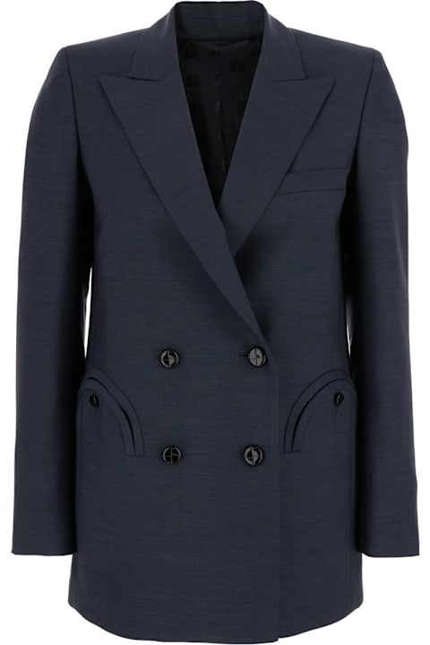 Homeware Blazé Milano 
aile
 Blue Double-breasted Jacket With Peak Revers In Wool Blend Woman