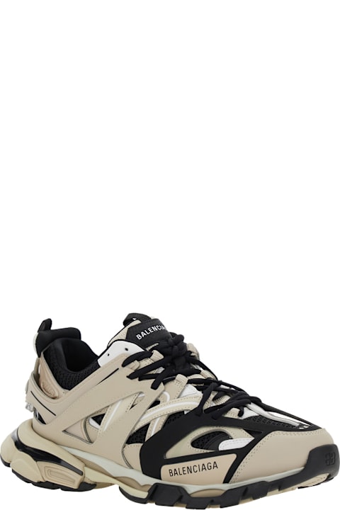 Balenciaga Shoes for Men Balenciaga 'track' Beige And Black Low Top Sneakers With Logo Detail In Mesh And Nylon Man