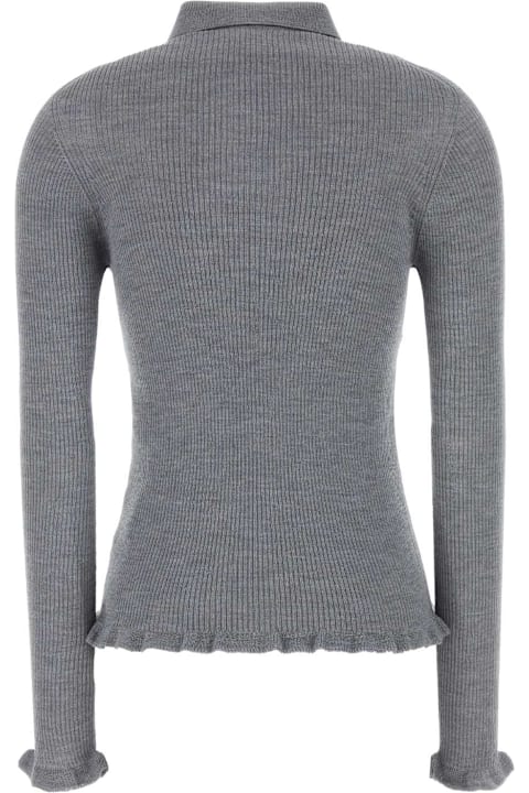 Cecilie Bahnsen سترات صوف وبدل رياضية لـ السيدات Cecilie Bahnsen Grey Wool Oda Polo Shirt