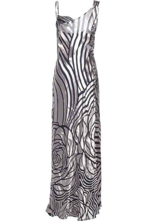Alberta Ferretti for Women Alberta Ferretti Satin-trim Sleeveless Long Dress
