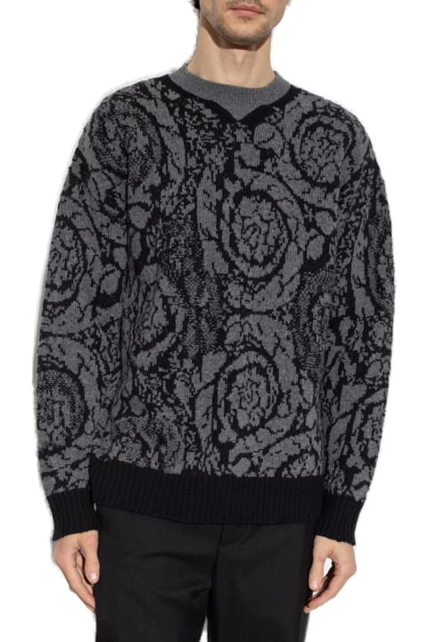 Versace Sweaters for Men Versace Barocco-intarsia Crewneck Jumper
