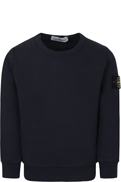 Homeware Stone Island Junior Blue Crewneck Sweatshirt With Logo Patch On The Sleeve In Cotton Boy