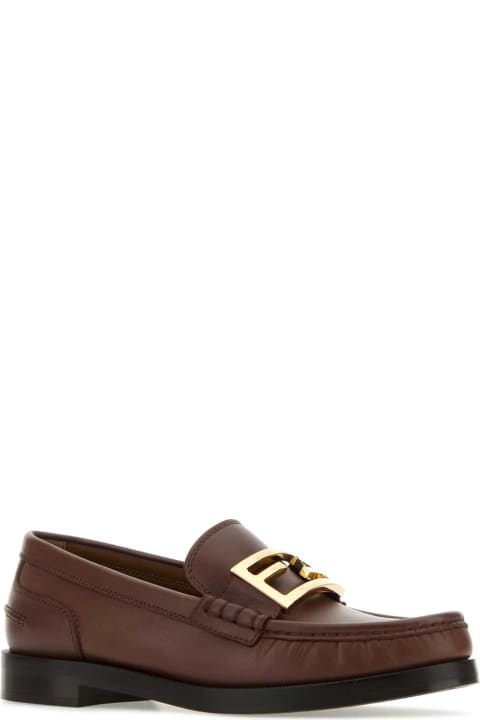 Fendi Flat Shoes for Women Fendi Brown Leather Baguette Loafers