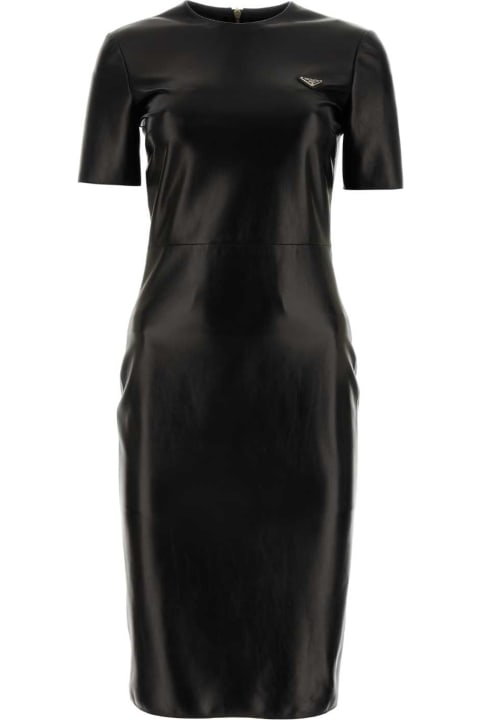 Prada Sale for Women Prada Black Nappa Leather Dress