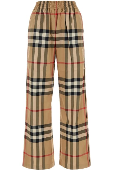 Pants & Shorts for Women Burberry Embroidered Cotton Wide-leg Pant