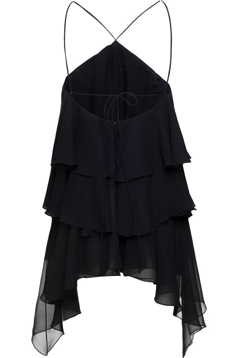 Jumpsuits for Women The Andamane Malena Georgette Playsuit With Ruffle Detailing In Black Silk Woman