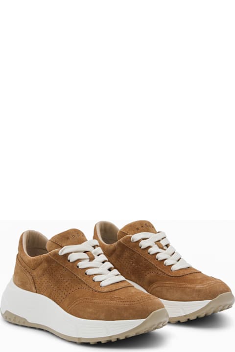 Hogan Brown Leather Sneakers
