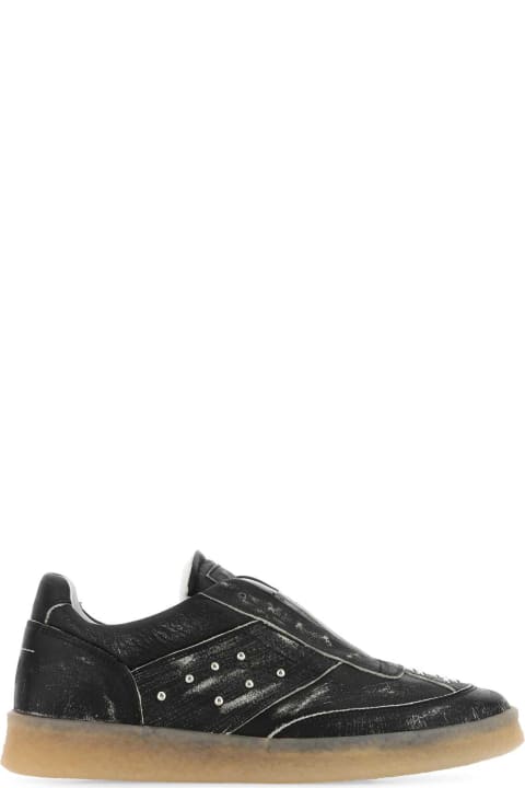 ウィメンズ新着アイテム MM6 Maison Margiela Black Leather Sneakers