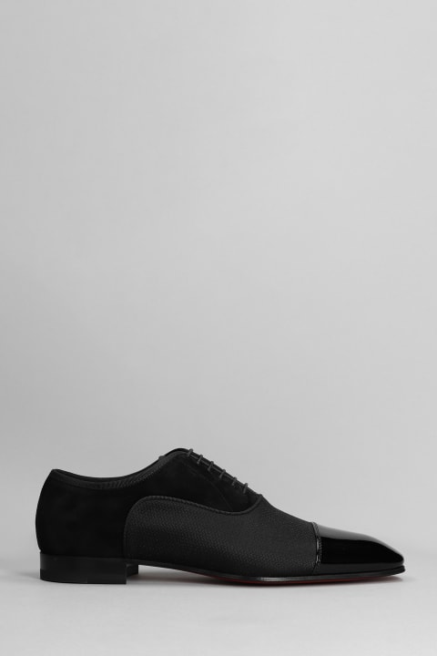Greggo Flat Lace Up Shoes In Black Suede And Leather