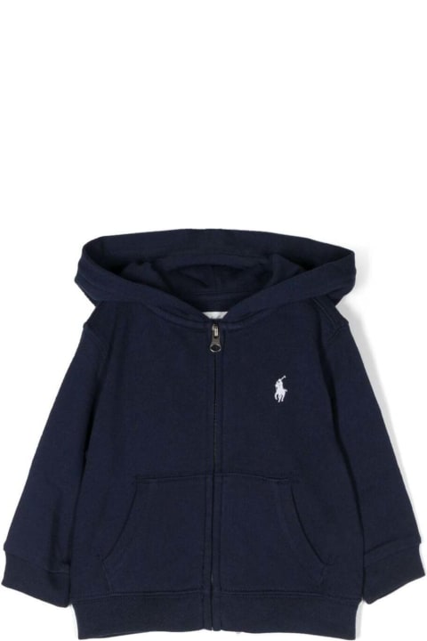 Polo Ralph Lauren Sweaters & Sweatshirts for Baby Boys Polo Ralph Lauren Blue Hoodie With Logo In Cotton Baby