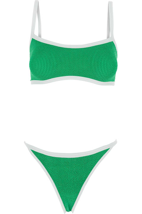 Homeware Hunza G 'tyler' Green Bikini With Braided Straps And Wide Neckline In Tech Fabric Woman