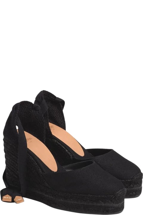 Wedges for Women Castañer Black Carina Espadrille Sandals With Wedge Heel In Cotton Woman