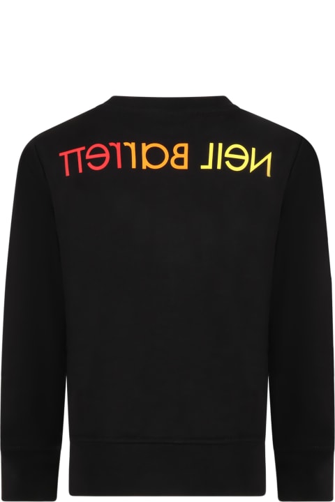 Black Sweatshirt For Boy With White Lightning Bolts