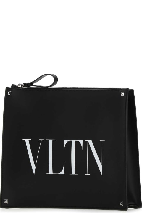 Bags Sale for Men Valentino Garavani Black Leather Vltn Clutch