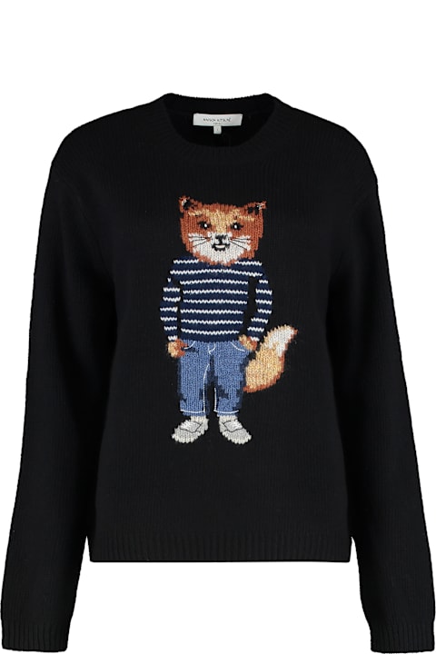 Maison Kitsuné for Kids Maison Kitsuné Crew Neck Sweater In Merino Wool