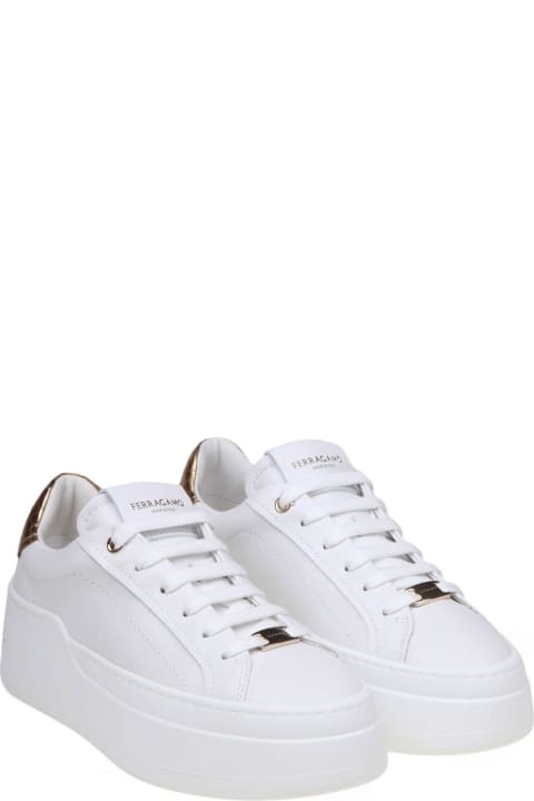 ウィメンズ Ferragamoのウェッジシューズ Ferragamo Dahlia Sneakers In White Leather