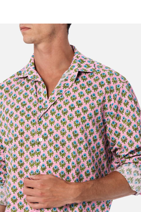 Homeware MC2 Saint Barth Man Muslin Cotton Shirt Sikelia With Radical Flower Print