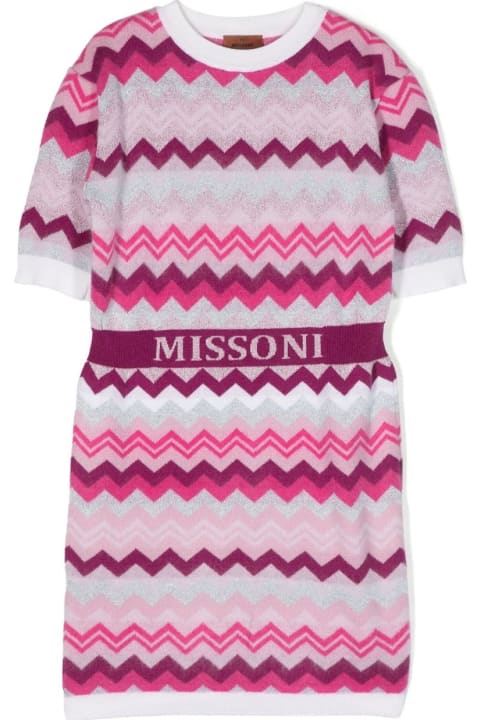 Missoni Kids Suits for Boys Missoni Kids Pink And Fuchsia Chevron Patterned Dress