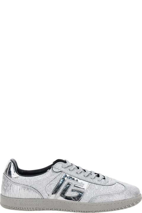 Homeware Balmain Silver Colored Low Top Sneakers With Logo Detail