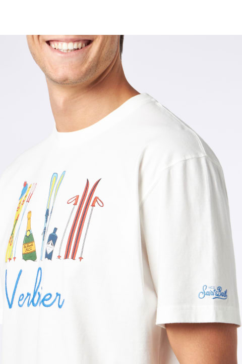 Homeware MC2 Saint Barth Man Heavy Cotton T-shirt With Verbier Front Embroidery