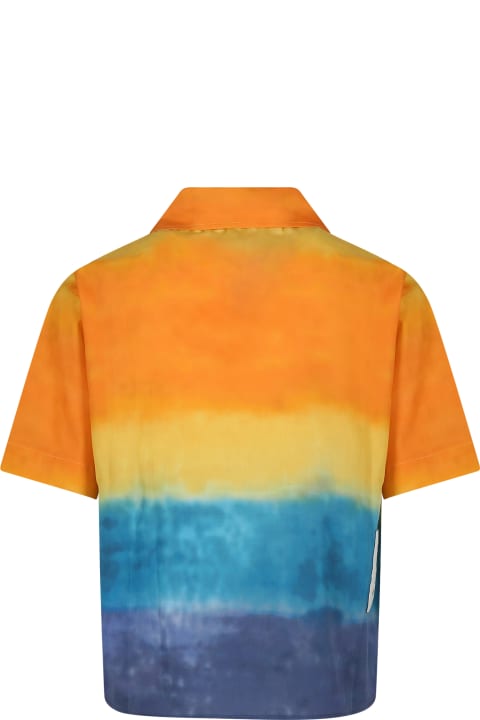 Fashion for Boys MSGM Orange Shirt For Boy With Palm Tree Print