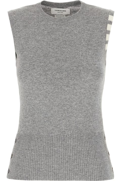 Thom Browne for Women Thom Browne Grey Cashmere Sleeveless Sweater