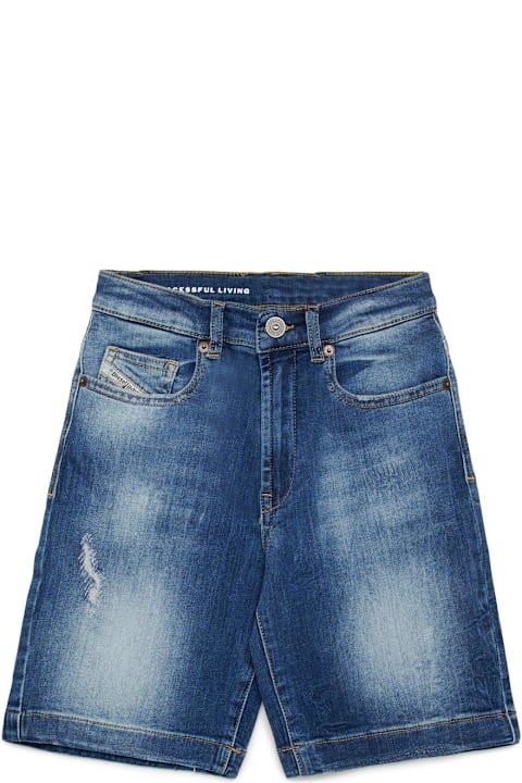 Diesel Bottoms for Boys Diesel Distressed Denim Shorts