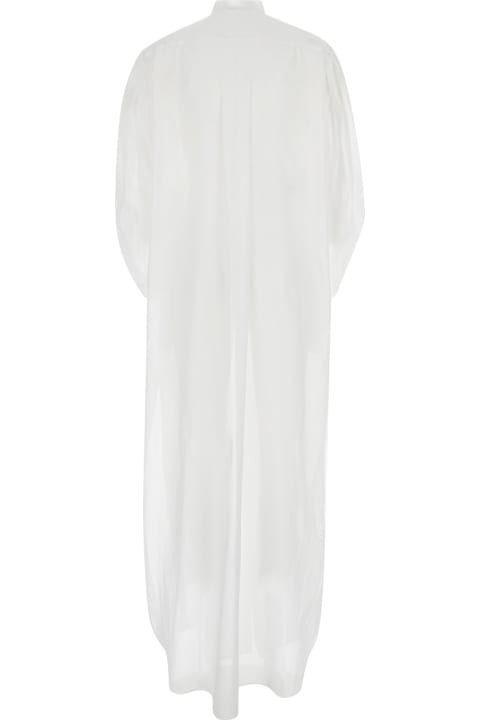Alberta Ferretti for Women Alberta Ferretti White Chemisier Long Dress With Pleats In Cotton Man