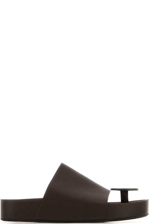 Uma Wang Dark Brown Leather Thong Slippers