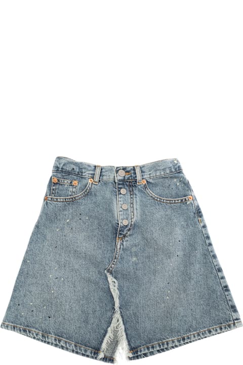 MM6 Maison Margiela Bottoms for Boys MM6 Maison Margiela Blue Jeans With Logo Patch And Frayed Details In Cotton Boy