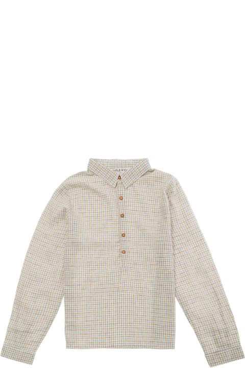 ガールズ Emile Et Idaのシャツ Emile Et Ida Grey Long Sleeve Shirt With Check Motif In Viscose Blend Girl