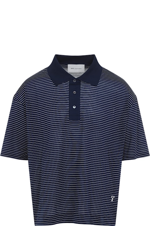 Ami Alexandre Mattiussi for Kids Ami Alexandre Mattiussi Striped Boxy Fit Polo