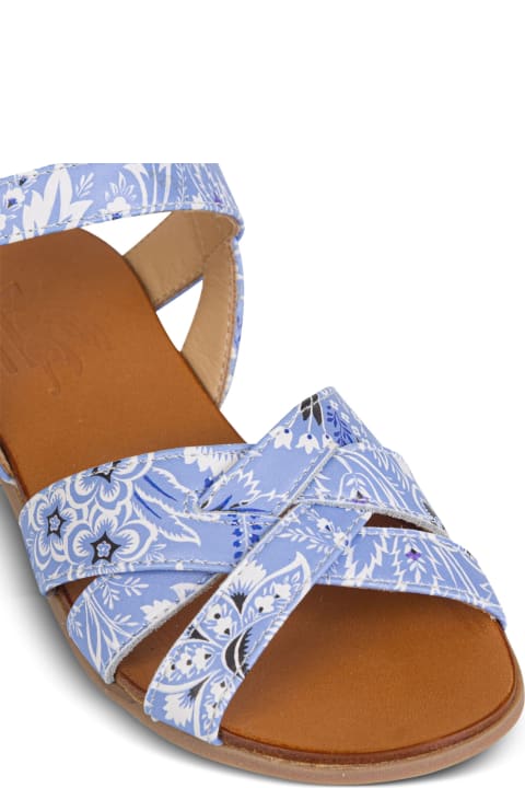 Shoes for Baby Girls Etro Light Blue Sandals With Paisley Motif