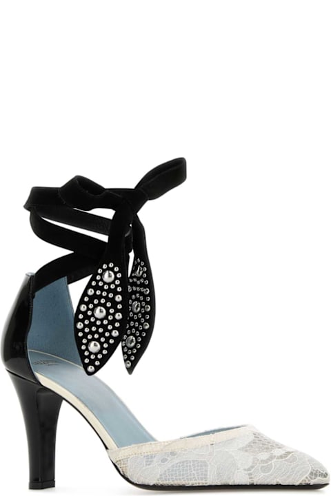 High-Heeled Shoes for Women Valentino Garavani Two-tone Lace And Leather Foliefoliage Pumps