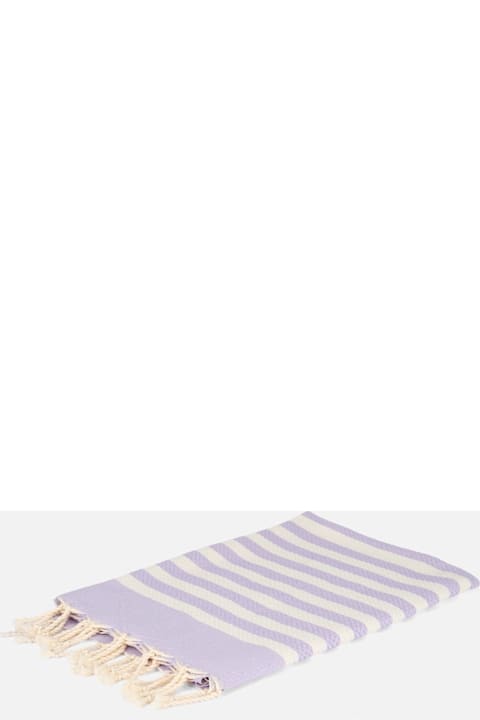 MC2 Saint Barth Swimwear for Women MC2 Saint Barth Cotton Beach Towel Fouta With Purple Striped Print