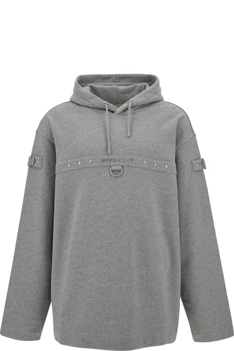 Givenchy Sweaters for Men Givenchy Grey Hoodie With Logo And Studs In Cotton Man