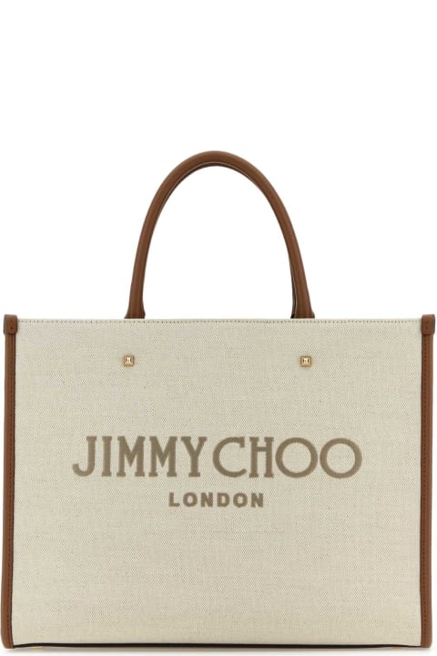 Fashion for Women Jimmy Choo Sand Canvas Avenue M Shopping Bag