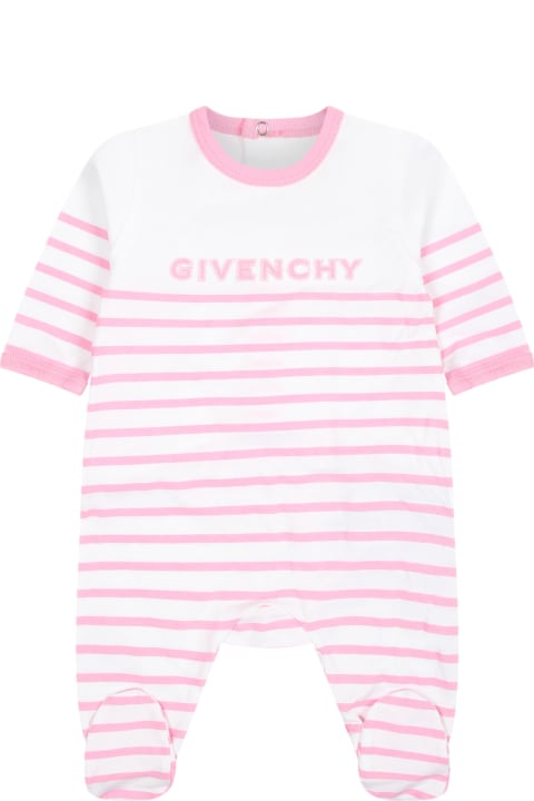Sale for Baby Girls Givenchy Pink Set For Baby Girl With Logo Stripes