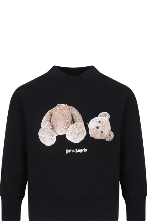 Palm Angels for Kids Palm Angels Black Sweatshirt For Kids With Bear